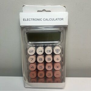 Electronic Calculator with Light and Dark Peach Buttons